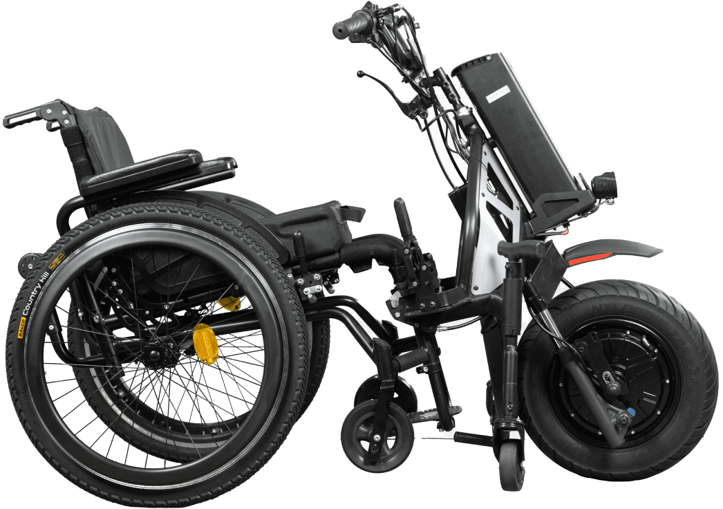 Manual wheelchair with Tusonge attachment